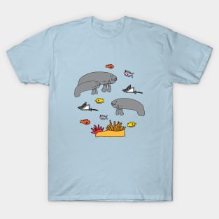 Manatee with colorful fish T-Shirt